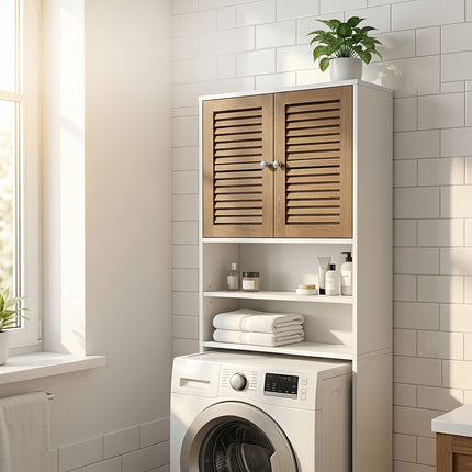 Washing Machine Cabinet, 2 Doors, Adjustable Shelves