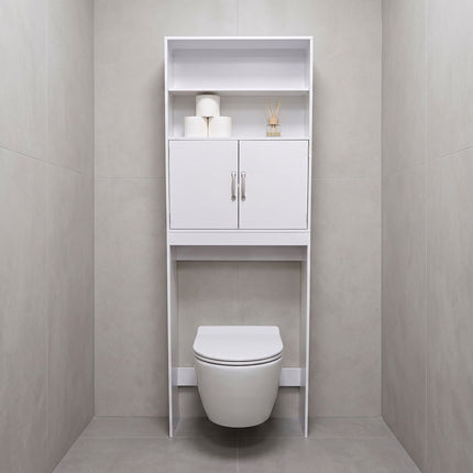 Washing Machine Cabinet, 2 Doors, White, Engineered Wood