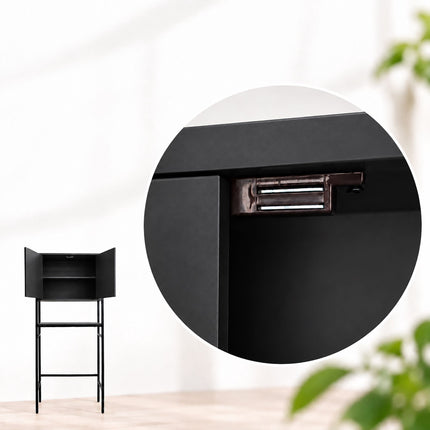 Washing Machine Cabinet with 2 Compartments – Black, 170 x 64 x 27 cm