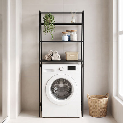 Washing Machine Over-Shelf, 3-Tier Storage Unit, Black