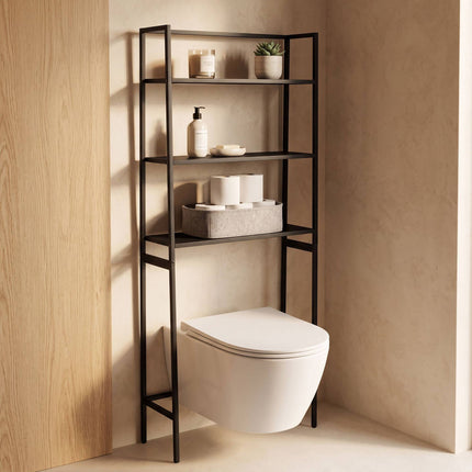 Washing Machine Over-Shelf, 3-Tier Storage Unit, Black