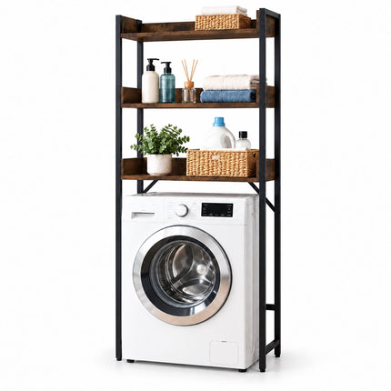 Washing Machine Shelf 166 cm with 3 Shelves, Black, Rustic Brown