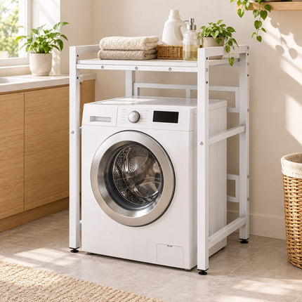 Washing Machine Shelf, Height-Adjustable to 3 Levels, White, 300 kg Load