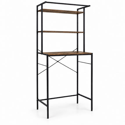 Washing Machine Shelf with 3 Shelves, 161 x 66 x 40 cm, Black, Rustic Brown