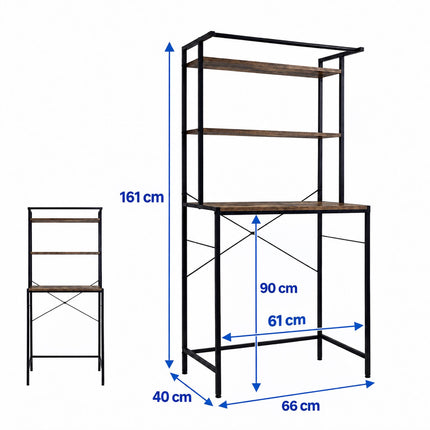 Washing Machine Shelf with 3 Shelves, 161 x 66 x 40 cm, Black, Rustic Brown
