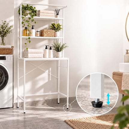 Washing Machine Shelf with 3 Shelves, 161 x 66 x 40 cm, White