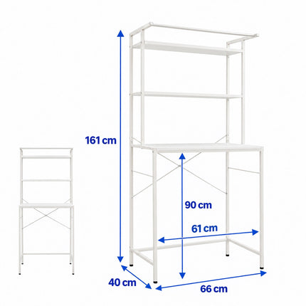Washing Machine Shelf with 3 Shelves, 161 x 66 x 40 cm, White