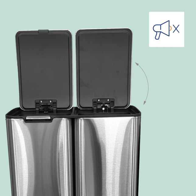 Mülleimer, 3 Fächer, 60L, Edelstahl