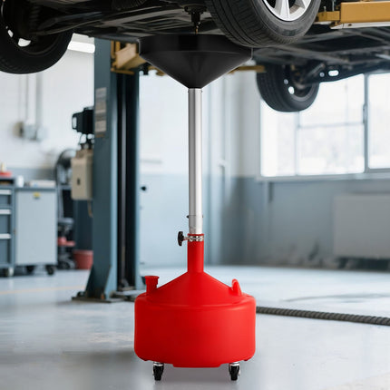 Waste Oil Drain Tank, 30L, Adjustable Funnel, Wheels