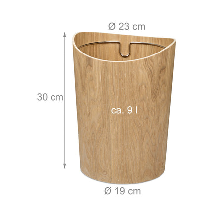 Waste Paper Bin, Wood Effect, 9L Capacity