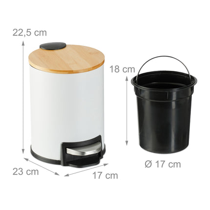Waste container for bathroom 3 liters with bamboo lid