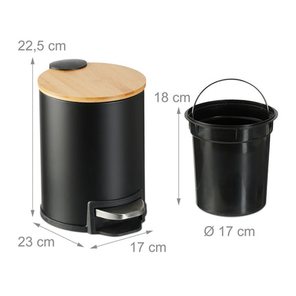 Poubelle de salle de bain 3 litres avec couvercle en bambou