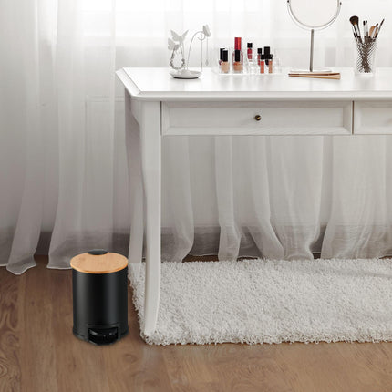 Poubelle de salle de bain 3 litres avec couvercle en bambou