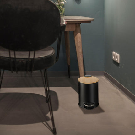 Waste container for bathroom 3 liters with bamboo lid