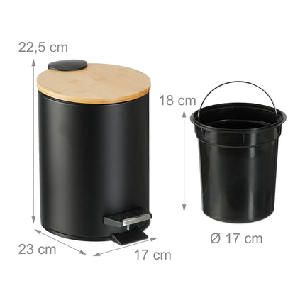 Waste container for bathroom 3 liters with bamboo lid