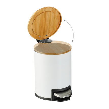 Waste container for bathroom 3 liters with bamboo lid