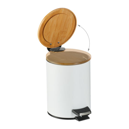 Poubelle de salle de bain 3 litres avec couvercle en bambou