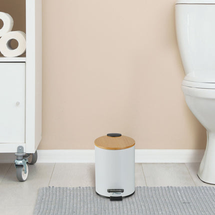 Waste container for bathroom 3 liters with bamboo lid