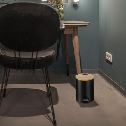 Poubelle de salle de bain 3 litres avec couvercle en bambou