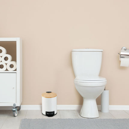 Poubelle de salle de bain 3 litres avec couvercle en bambou