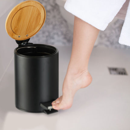Waste container for bathroom 3 liters with bamboo lid