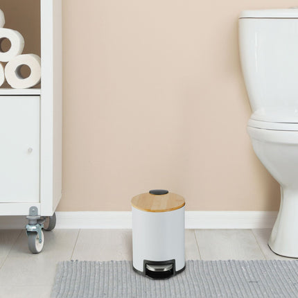 Waste container for bathroom 3 liters with bamboo lid