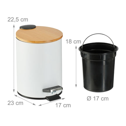 Poubelle de salle de bain 3 litres avec couvercle en bambou