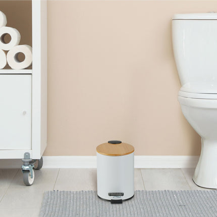 Poubelle de salle de bain 3 litres avec couvercle en bambou