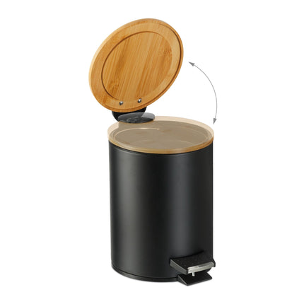 Waste container for bathroom 3 liters with bamboo lid