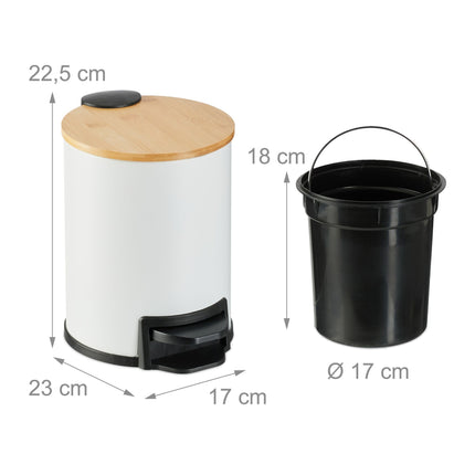 Poubelle de salle de bain 3 litres avec couvercle en bambou