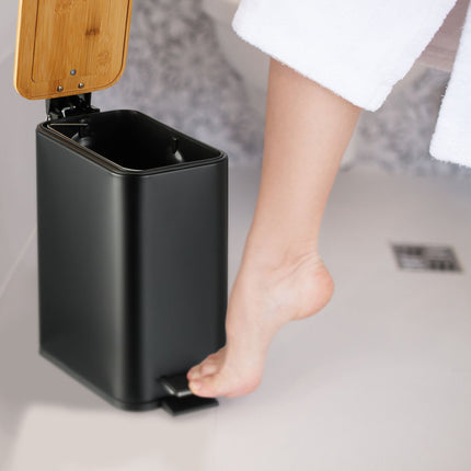 Abfallbehälter für Badezimmer 5 Liter mit Bambusdeckel