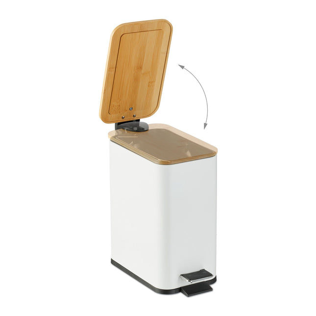 Poubelle de salle de bain 5 litres avec couvercle en bambou
