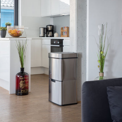 Waste sorting system 3-fold with sensor