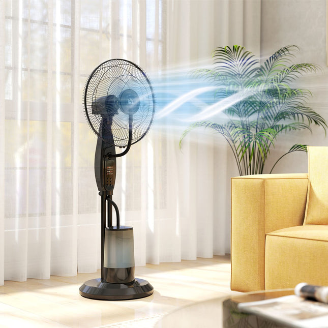 Oszillierender Standventilator mit Vernebler, Fernbedienung, Timer, 3,2L Tank
