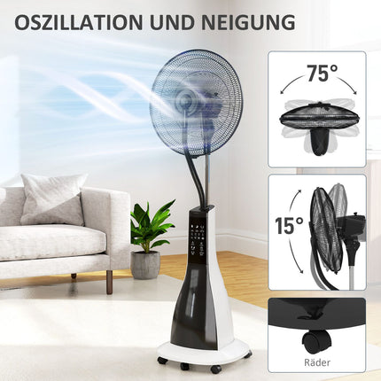 Wasserkühler mit Nebelfunktion, Fernbedienung & 3-Liter-Tank, 90W, 125cm