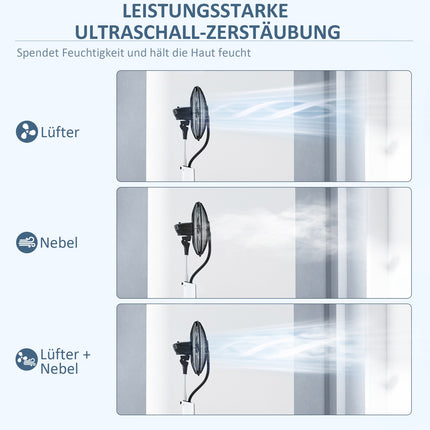 Wasserkühler mit Nebelfunktion, Fernbedienung & 3-Liter-Tank, 90W, 125cm