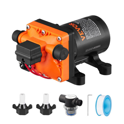 Water Diaphragm Pump 12V, 3.5 GPM, 55 PSI, Self Priming