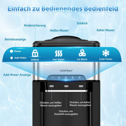 Wasserspender 3-in-1-Wasserkühler für die Arbeitsplatte mit 3 Temperatureinstellungen für Heiß/Kalt/Eis Silber