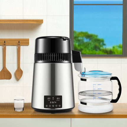 Water Distiller 4L, 1.5L/H Timer, Dual-Temp