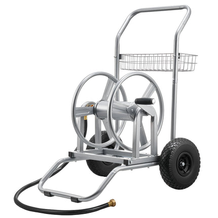 Water Hose Reel Cart, 300 Ft Capacity, 2 Wheels Basket