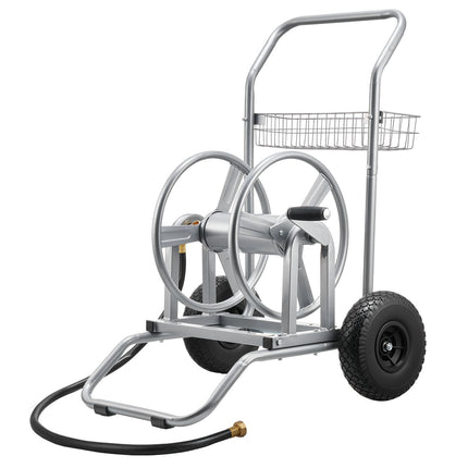Water Hose Reel Cart, 300 Ft Capacity, 2 Wheels Basket