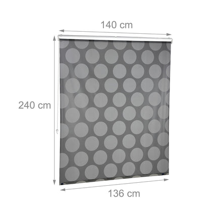 Water-Repellent Bath Roller Blind, Grey Dots Design