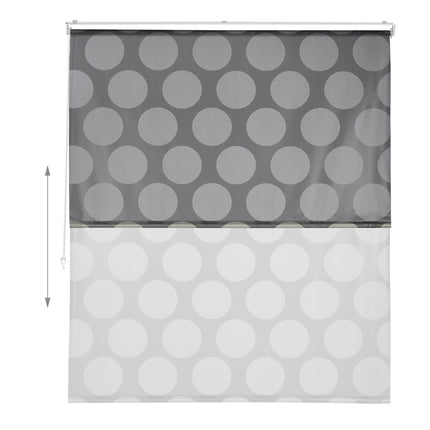 Water-Repellent Bath Roller Blind, Grey Dots Design