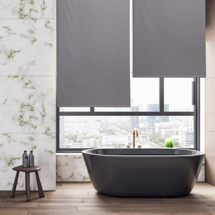 Wasserabweisendes Badezimmer-Rollo, Grau