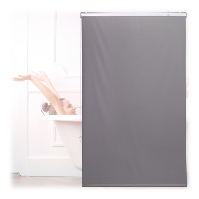 Wasserabweisendes Badezimmer-Rollo, Grau, Platzsparend