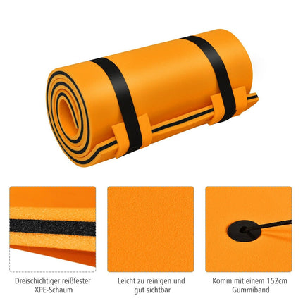 Vodní podložka na plavání, vodní lůžko, vodní matrace, plovoucí ostrov, nosnost 60kg, 210 x 66cm, oranžová