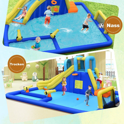 Water park 6-in-1 bouncy castle with blower & water jets & slide 525 x 373 x 203 cm