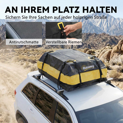 Waterproof Car Roof Cargo Box 425L with Straps, Hooks