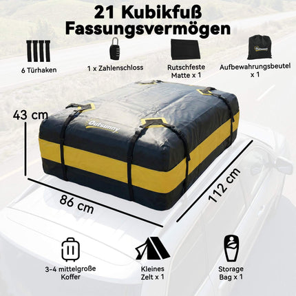 Waterproof Car Roof Cargo Box 425L with Straps, Hooks