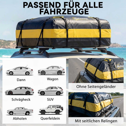 Waterproof Car Roof Cargo Box 425L with Straps, Hooks